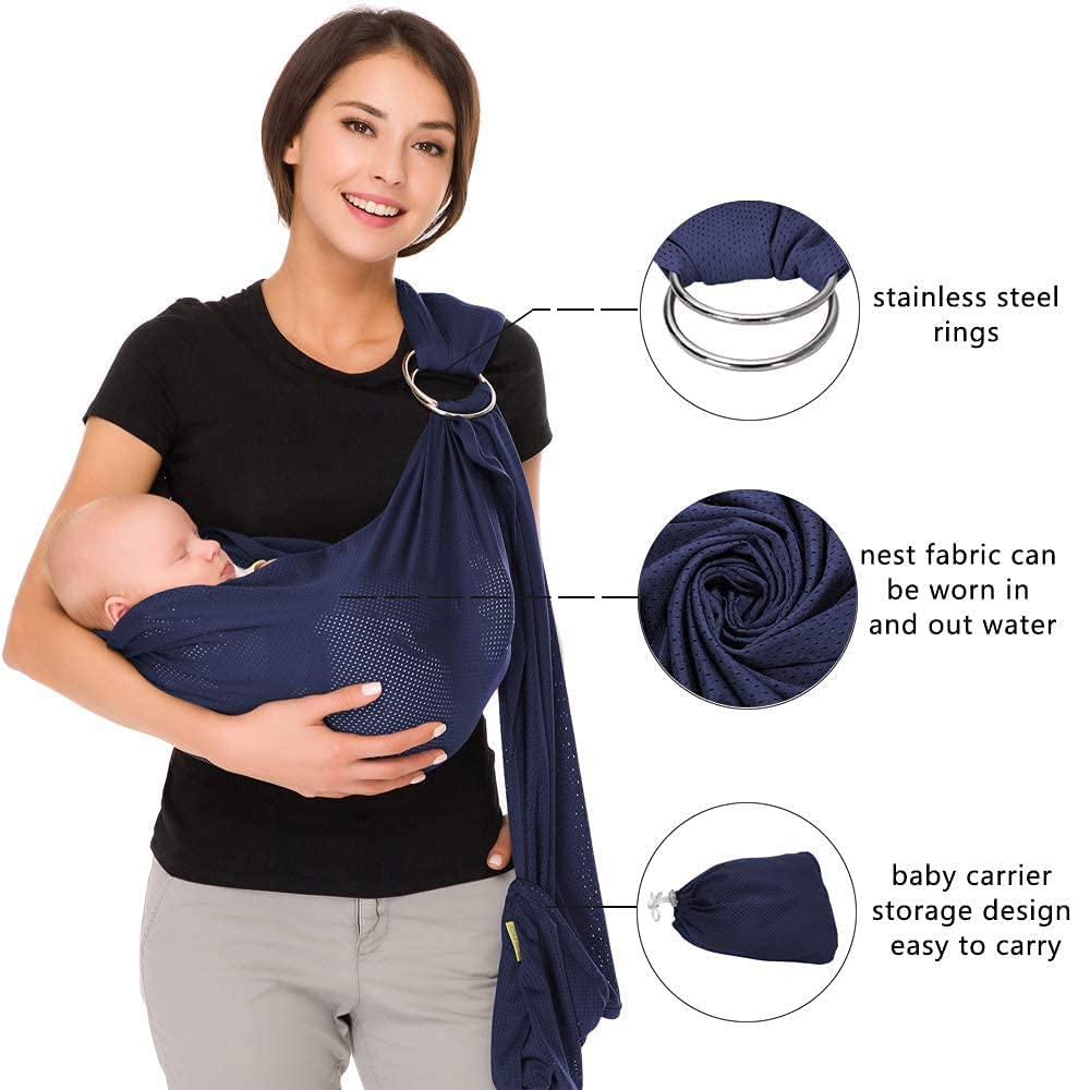 Canguro Baby® transpirable portador de bebé de la tela de acoplamiento, infantil para niños pequeños Carrier. Ideal para Summers / Beach. ergo friendly (Azul profundo)