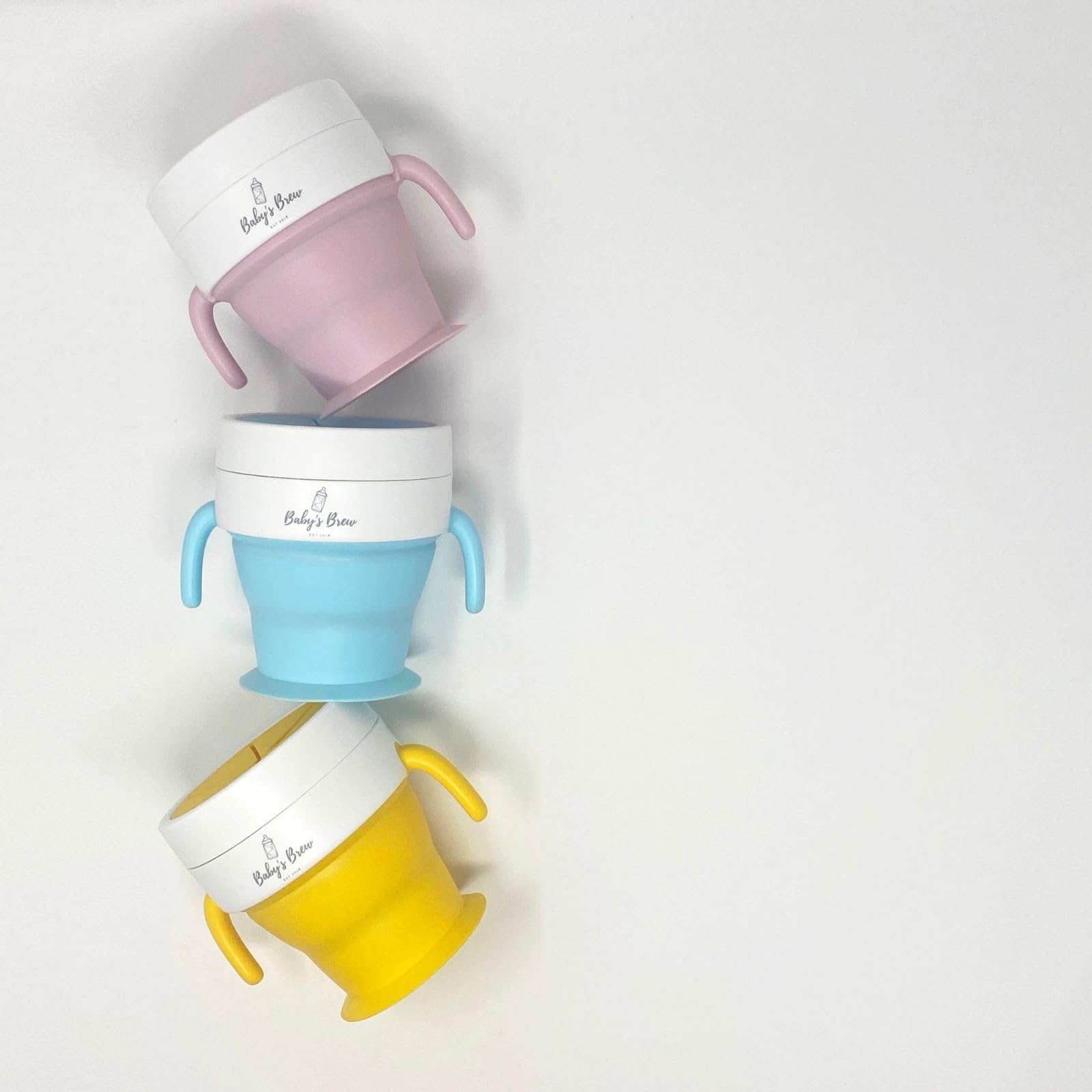 Baby's Brew The 2 en 1 - Taza plegable para aperitivos y pajita, color azul