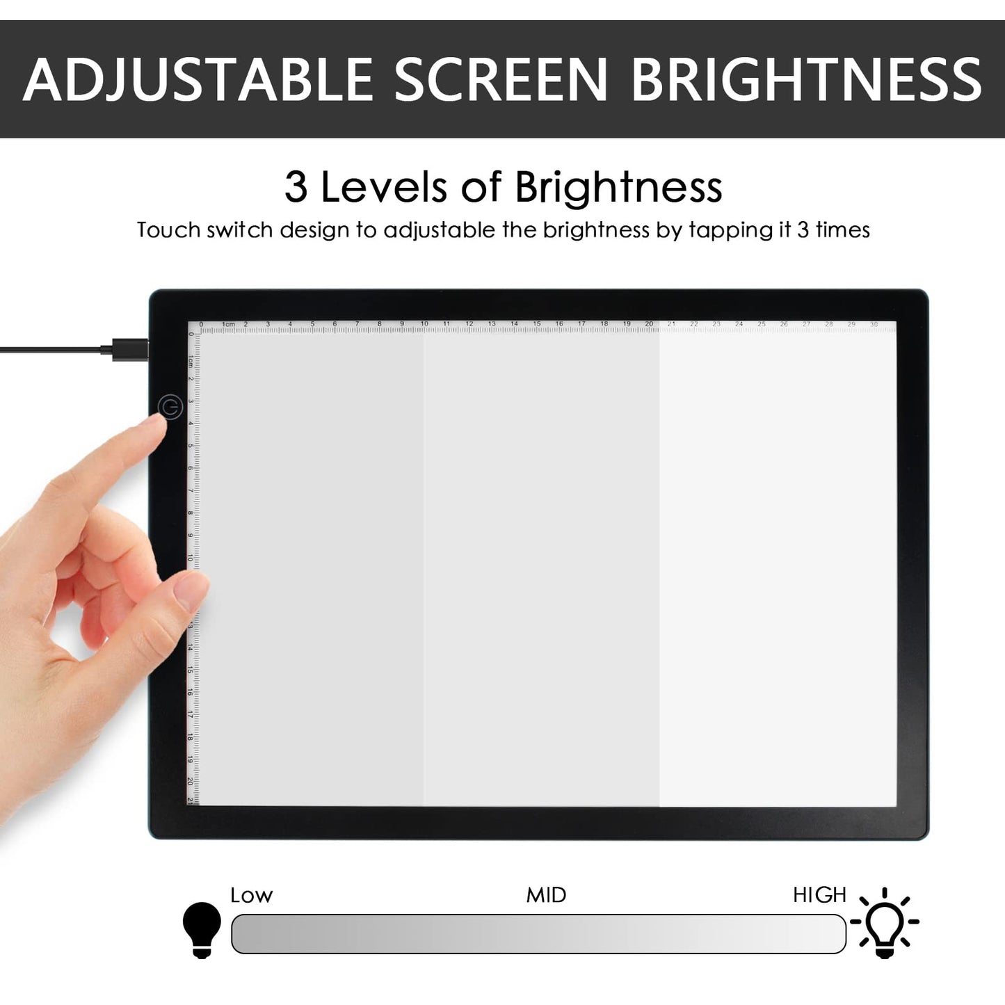 DGODRT - Caja de luz con visor deslizante para escanear películas negativas antiguas, bocetos de artistas, escáner de caja de luz ultrafina A4 con 3 brillos ajustables, alimentado por USB