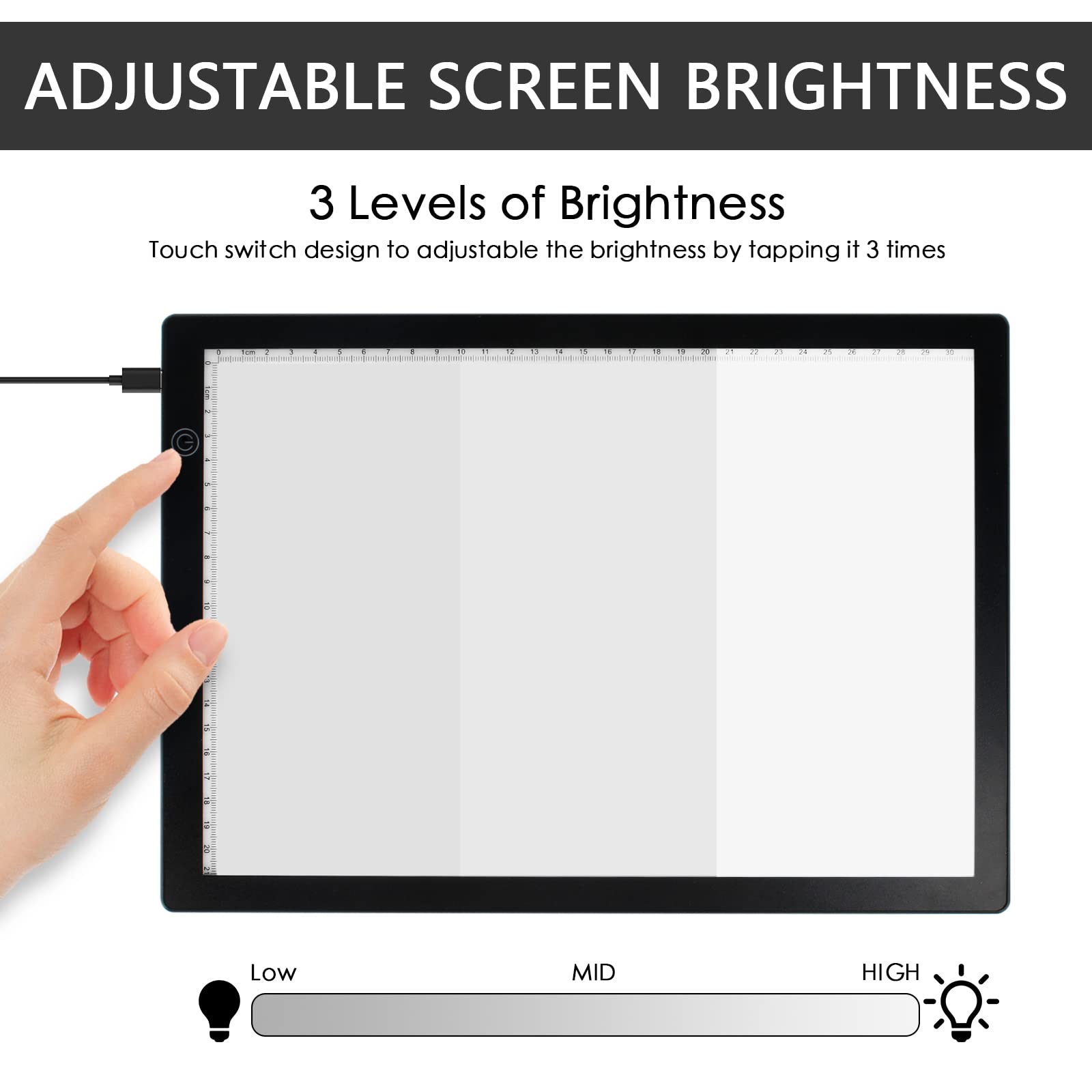 DGODRT - Caja de luz con visor deslizante para escanear películas negativas antiguas, bocetos de artistas, escáner de caja de luz ultrafina A4 con 3 brillos ajustables, alimentado por USB