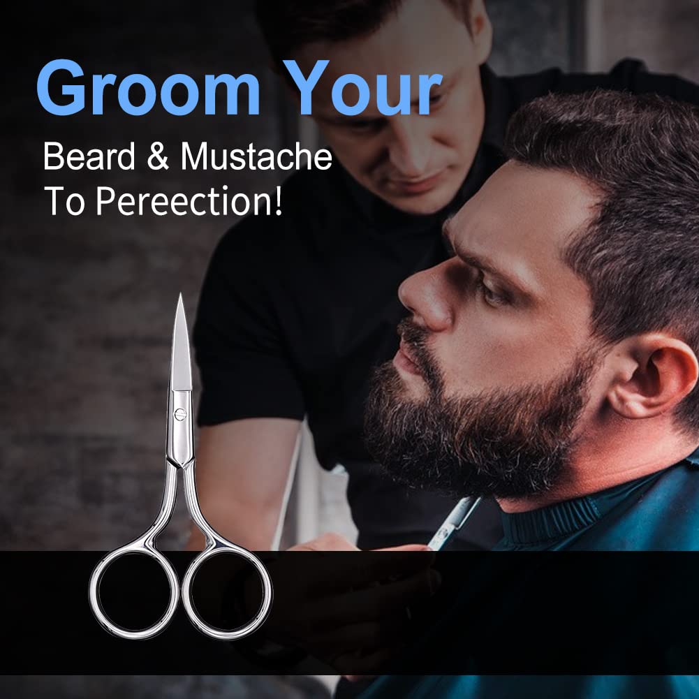 Tijeras para cejas, tijeras pequeñas para cabello, cejas, cabello de nariz, barba, pestañas, cutícula, acero inoxidable, punta recta, tijeras para el cabello de nariz - ASONTAO