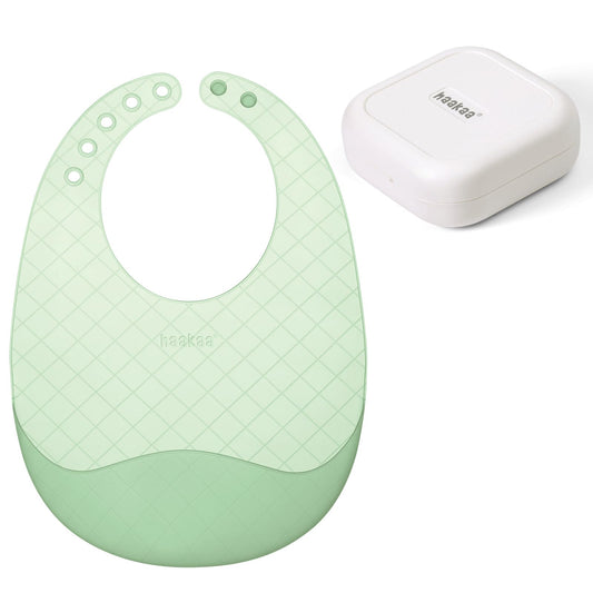 Babero de Silicona Haakaa Ligero con Bolsillo Profundo Impermeable y Ajustable