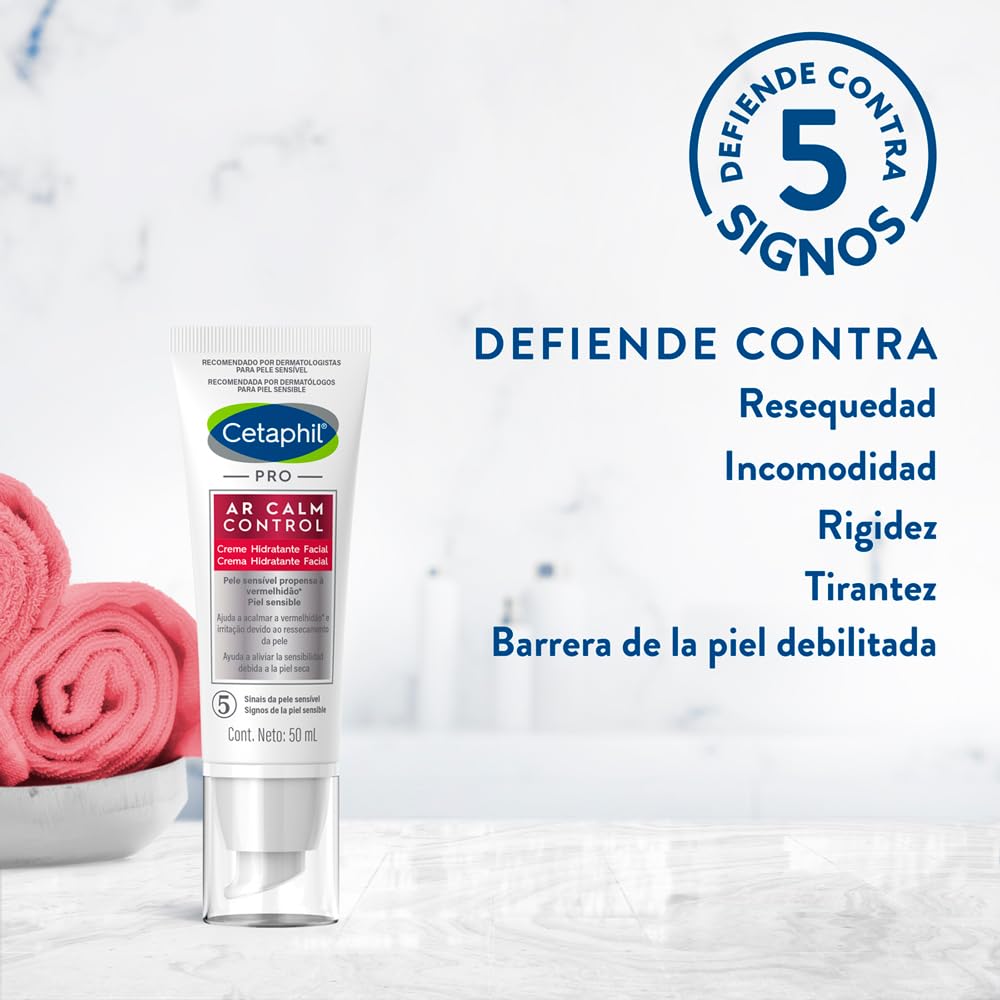 Cetaphil PRO AR Calm Control Hidratante Noche, Hidrata y Unifica la Piel con Enrojecimiento nocturno Recomendada por Dermatólogos para Piel Sensible - 1 pieza de 50 ml