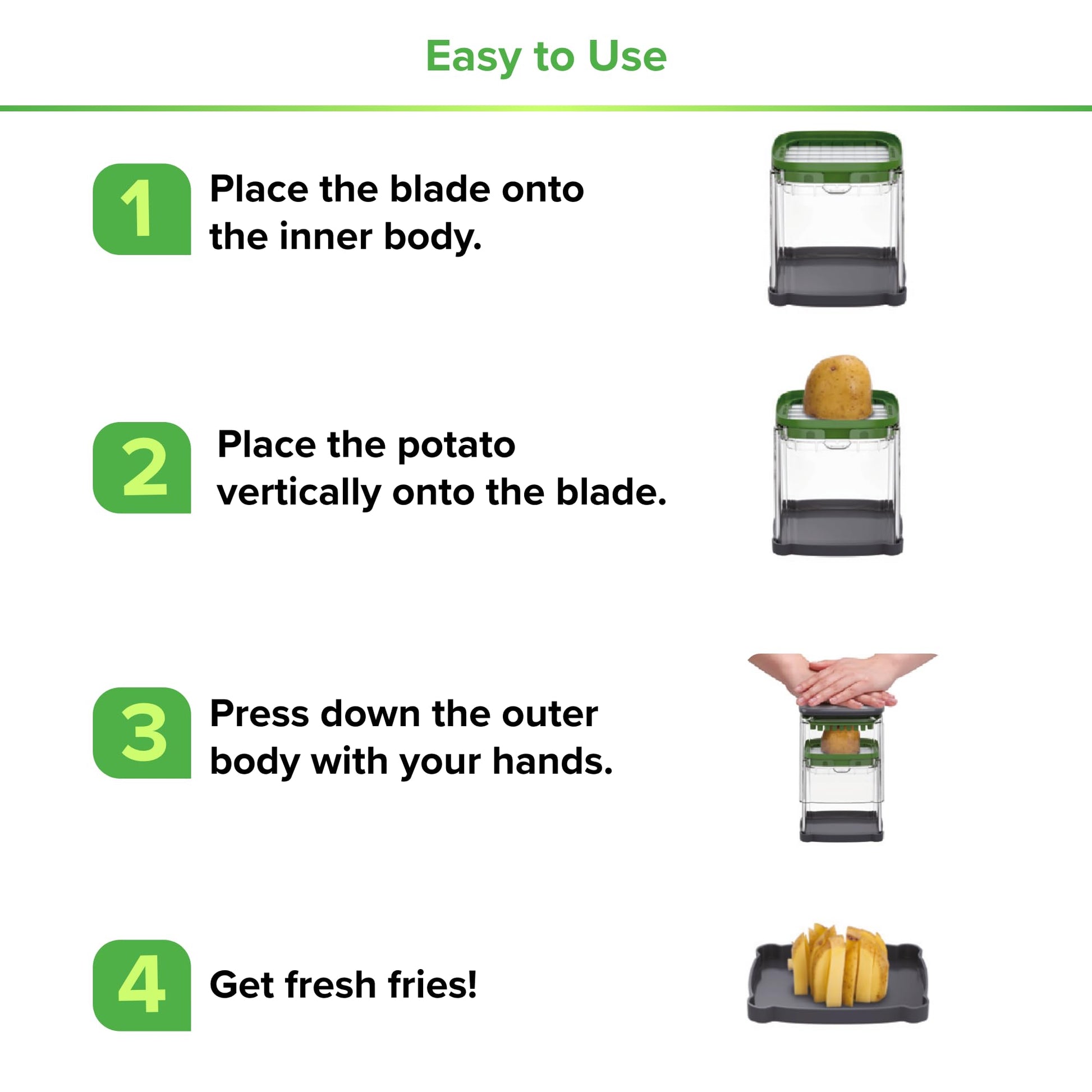 Cortador de Alimentos Manual PrepNaturals 3 en 1 para Papas Fritas y Verduras