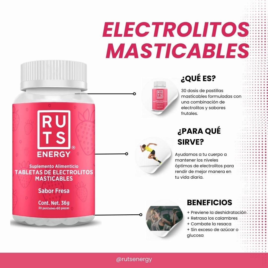 Electrolitos Masticables Ruts Energy Fresa 30 Dosis