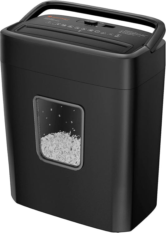 Bonsaii - Trituradora de papel de 6 hojas de alta seguridad, microcorte, tarjetas de crédito, correo, grapas, clips para uso doméstico con contenedor de 4.2 galones (C261-D)