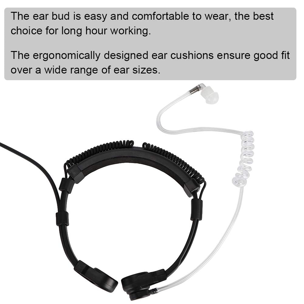Auricular Universal Oumij Negro con Micrófono de Control de Garganta para Walkie Talkie