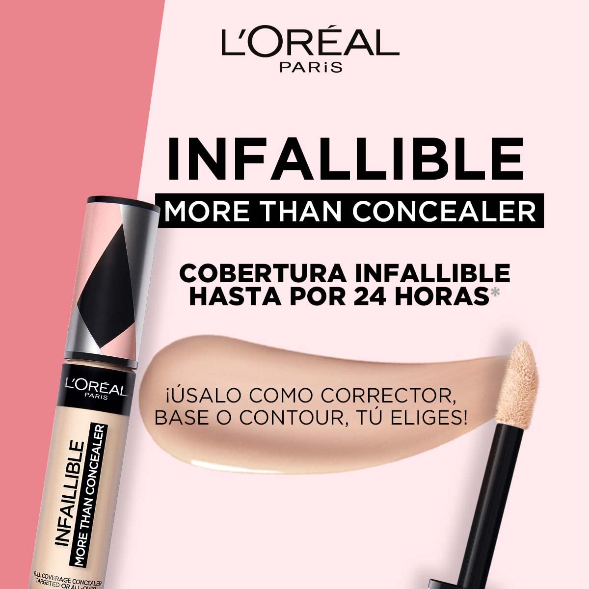 L´Oréal Paris, Corrector liquído de larga duración 24h,Infallible More than concealer,Tono 326 Vanilla, 14.4ml + L´Oréal Paris, Base de maquillaje líquida de larga duración, 30ml