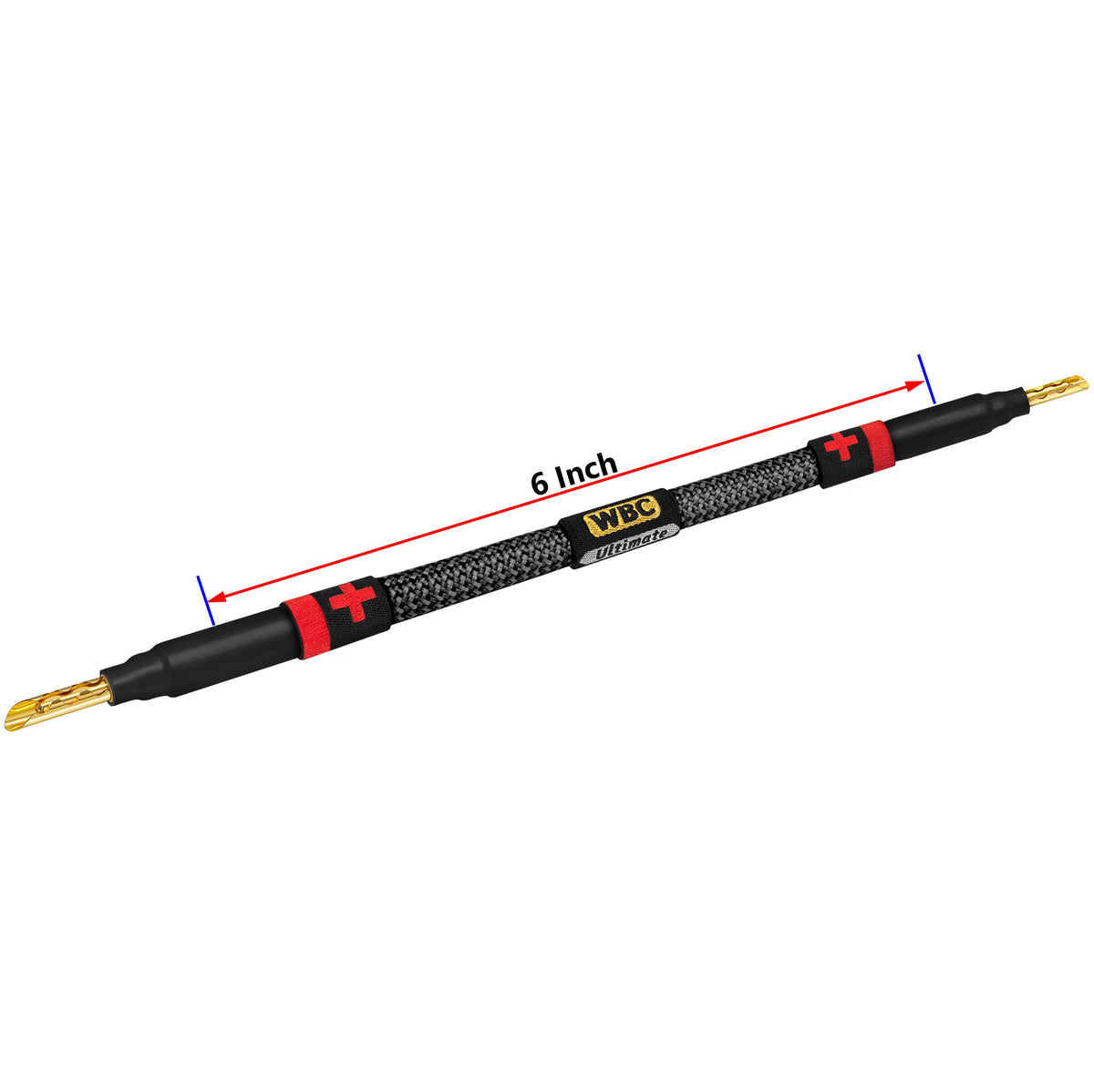 Cables de Puente de Altavoz Worlds Best Cables 6 Pulgadas Ultimate OFC para Audiófilos 8 AWG con Enchufes Eminence Gold y Chamarra de Tweed