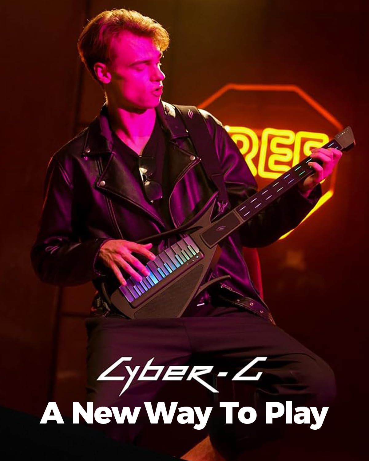 Enya CYBER-G Guitarra inteligente sin cuerdas, guitarra plegable de respaldo de viaje, máquina de tambor integrada y línea de bajo, 20 sonidos de instrumento para banda de un solo hombre, hojas de