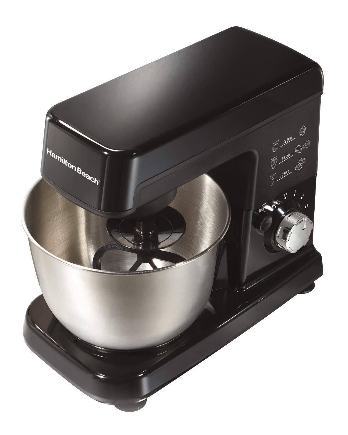 Hamilton Beach Batidora de Pedestal, 6 Velocidades, con 3 Accesorios, 300 Watts, Negra (63325)