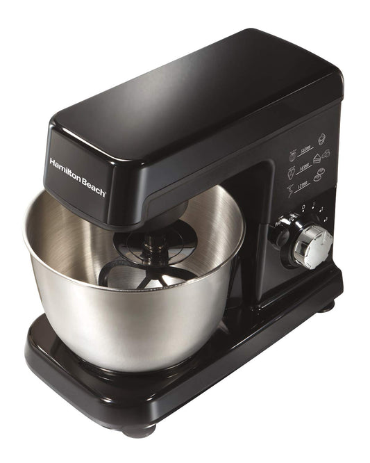Hamilton Beach Batidora de Pedestal, 6 Velocidades, con 3 Accesorios, 300 Watts, Negra (63325)