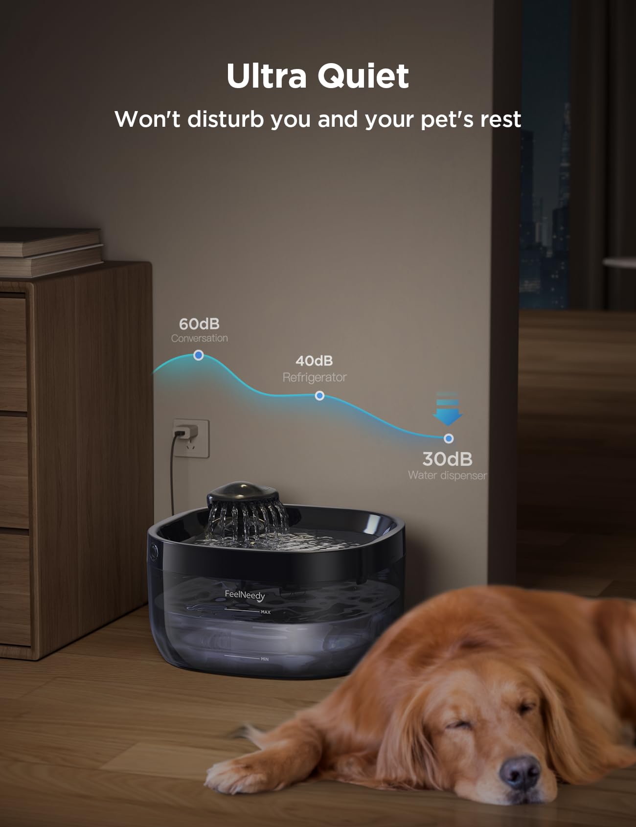 Fuente de agua para perros grandes, dispensador de tazón de agua para perros, dispensador de agua para perros con bomba ultra silenciosa para múltiples gatos, perros, mascotas (FN-W05, azul)