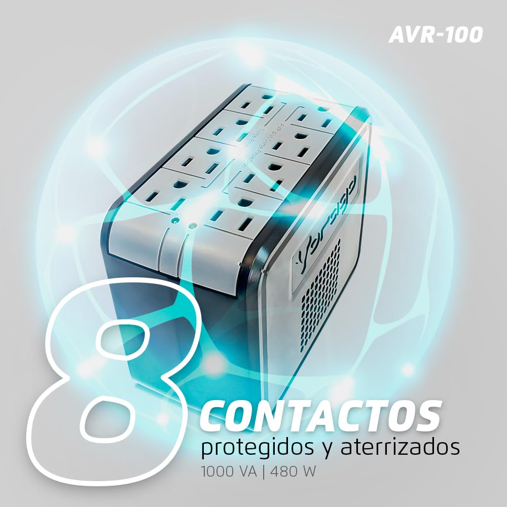 Regulador de Voltaje Vorago AVR-100 Negro Protección contra Sobretensiones Montaje en Pared