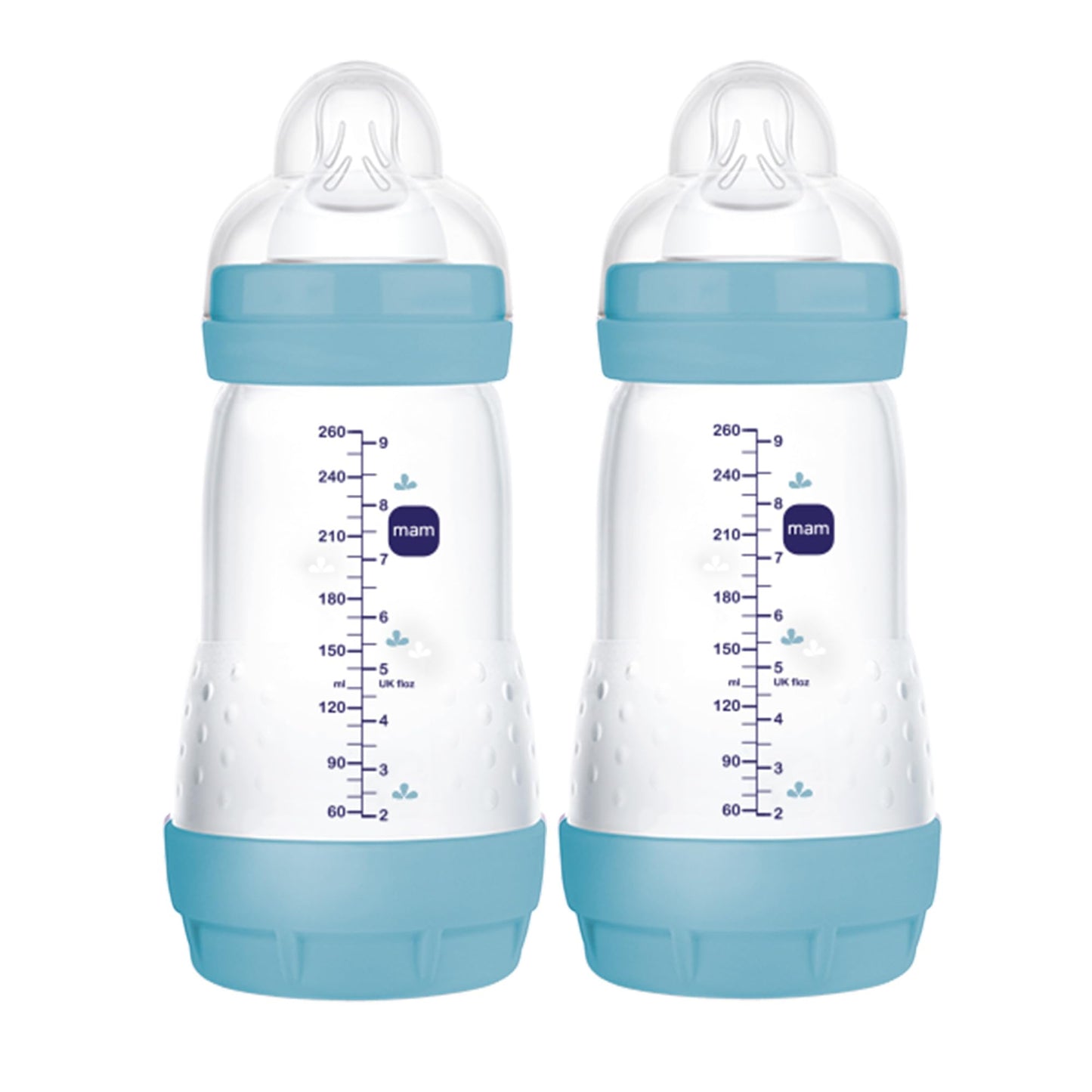 MAM Easy Start - Biberón anticólico de 9 onzas, flujo medio, botella de pezón de silicona similar a la lactancia materna, reduce los cólicos, gas y reflujo, fácil de limpiar, sin BPA, biberones