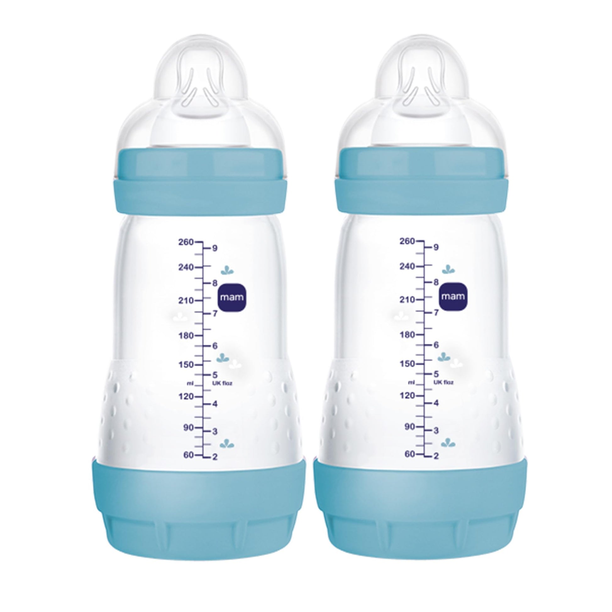 MAM Easy Start - Biberón anticólico de 9 onzas, flujo medio, botella de pezón de silicona similar a la lactancia materna, reduce los cólicos, gas y reflujo, fácil de limpiar, sin BPA, biberones