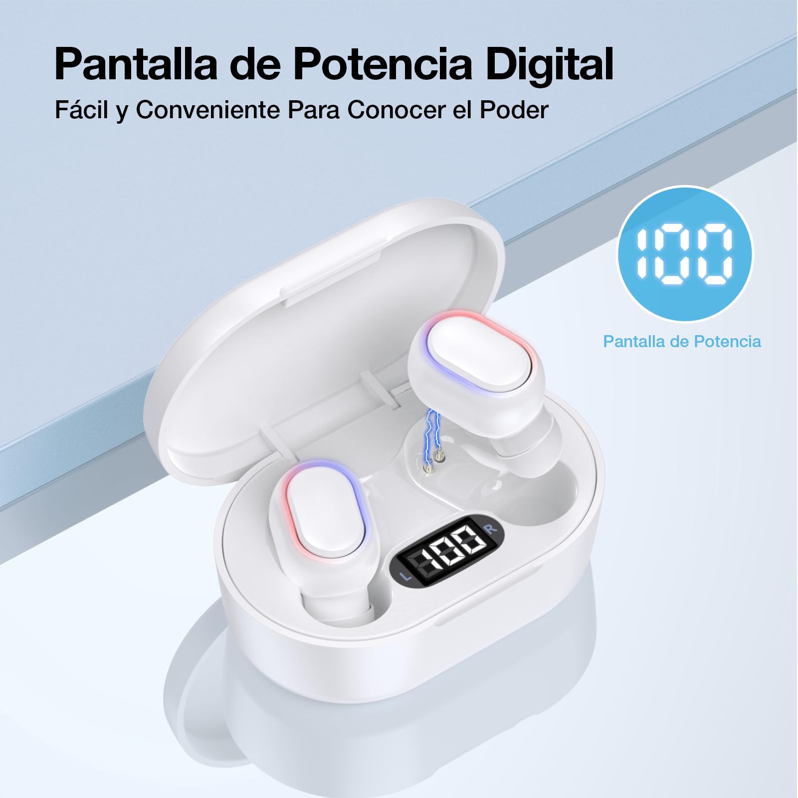 Audífonos Inalámbricos 1 Hora Blanco con Pantalla Digital para Correr y Escuchar Música
