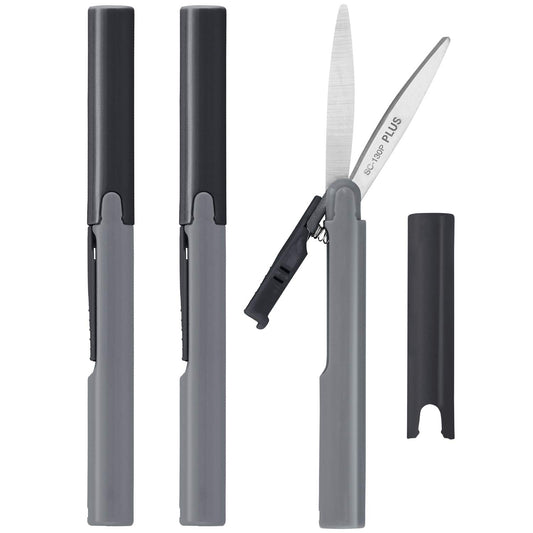 PLUS (ãƒ—ãƒ ã‚¹) Plus Tijeras Twiggy Compactas Estilo Bolígrafo Con Tapa 3 Paquetes Carbón