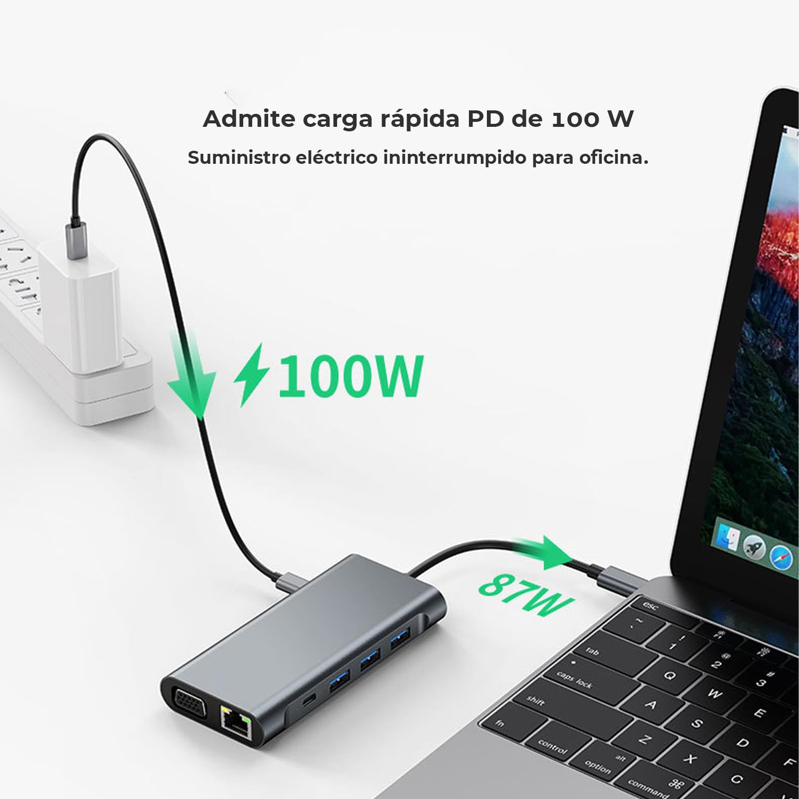 Adaptador USB C WULAR Plata 11 en 1 con HDMI 4K y Docking Station Compatible con MacBook Pro/Air