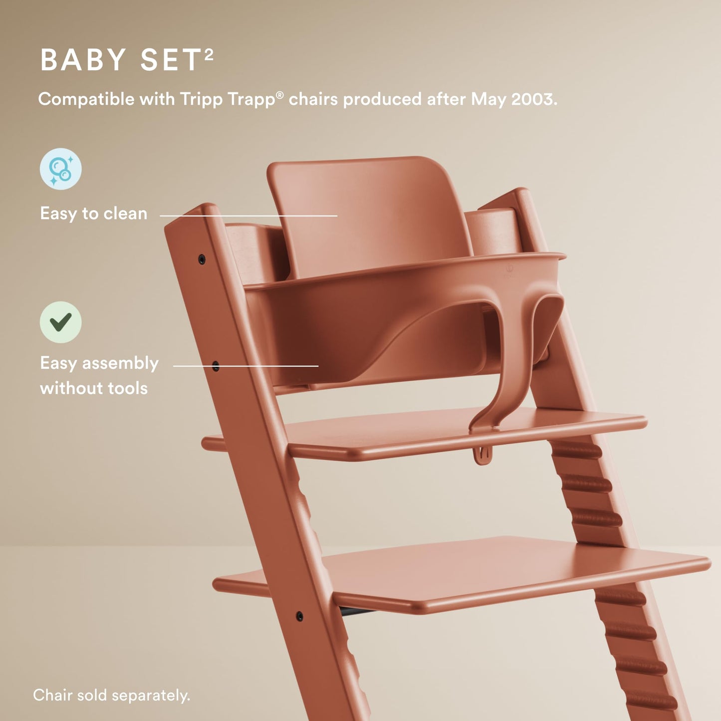 Tripp Trapp Baby Set 2 de Stokke, Edad 6-36 meses - Convierta la silla Tripp Trapp en una cómoda trona (Terracota)