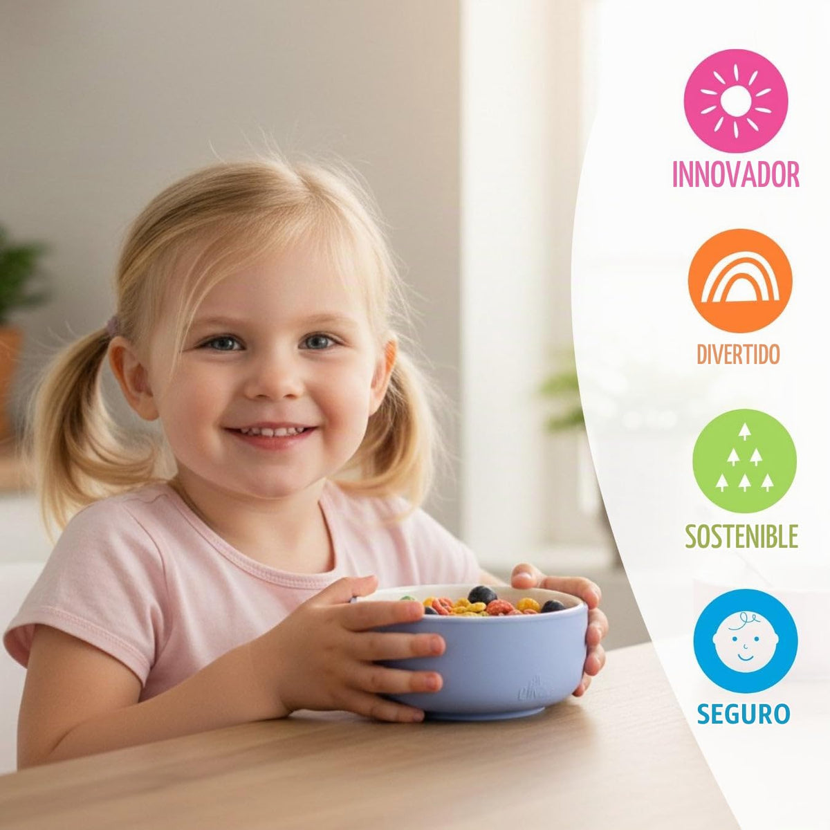 Elk and Friends Cuencos de porcelana para niños con manga de succión de silicona | Alimentación para niños/bebés/niños pequeños | Apto para microondas y lavavajillas | Antideslizante | Platos y
