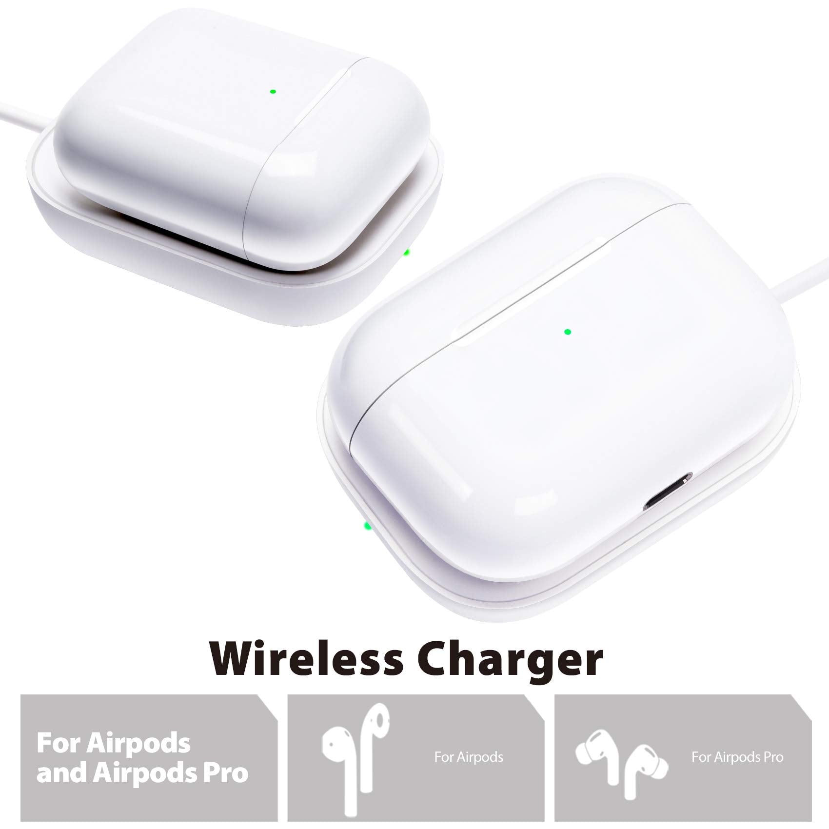 Cargador para Airpods Pro, cargador inalámbrico para AirPods 4 (cancelación activa de ruido)/3rd/AirPods Pro 2nd/Airpods Pro/Airpods, estación de carga para Airpods y Airpods Pro, blanco-2