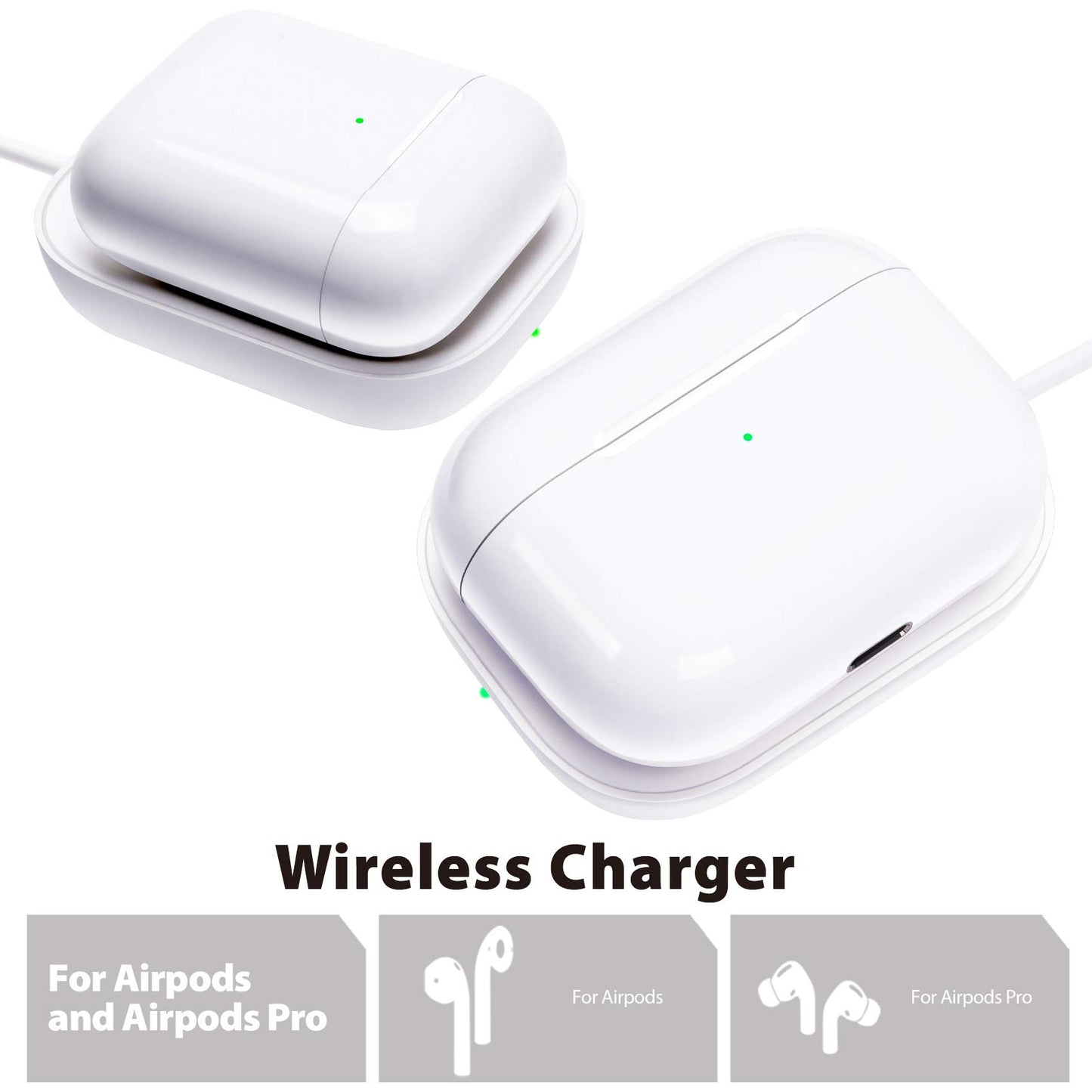 Cargador para Airpods Pro, cargador inalámbrico para AirPods 4 (cancelación activa de ruido)/3rd/AirPods Pro 2nd/Airpods Pro/Airpods, estación de carga para Airpods y Airpods Pro, blanco-2
