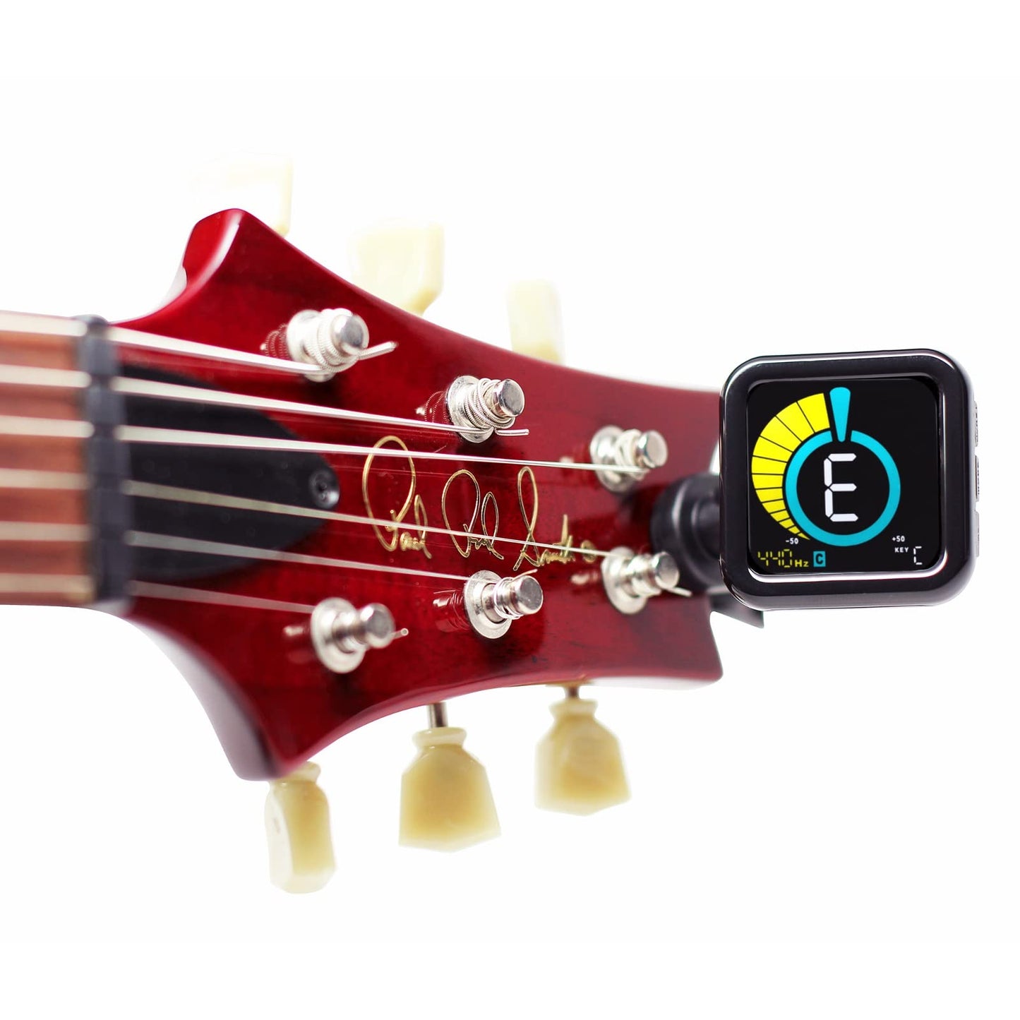 KLIQ UberTuner-Max, sintonizador de clip recargable por USB para guitarra, bajo, violín, ukelele y todos los instrumentos, afinación cromática rápida y precisa con visualización de octava y detección
