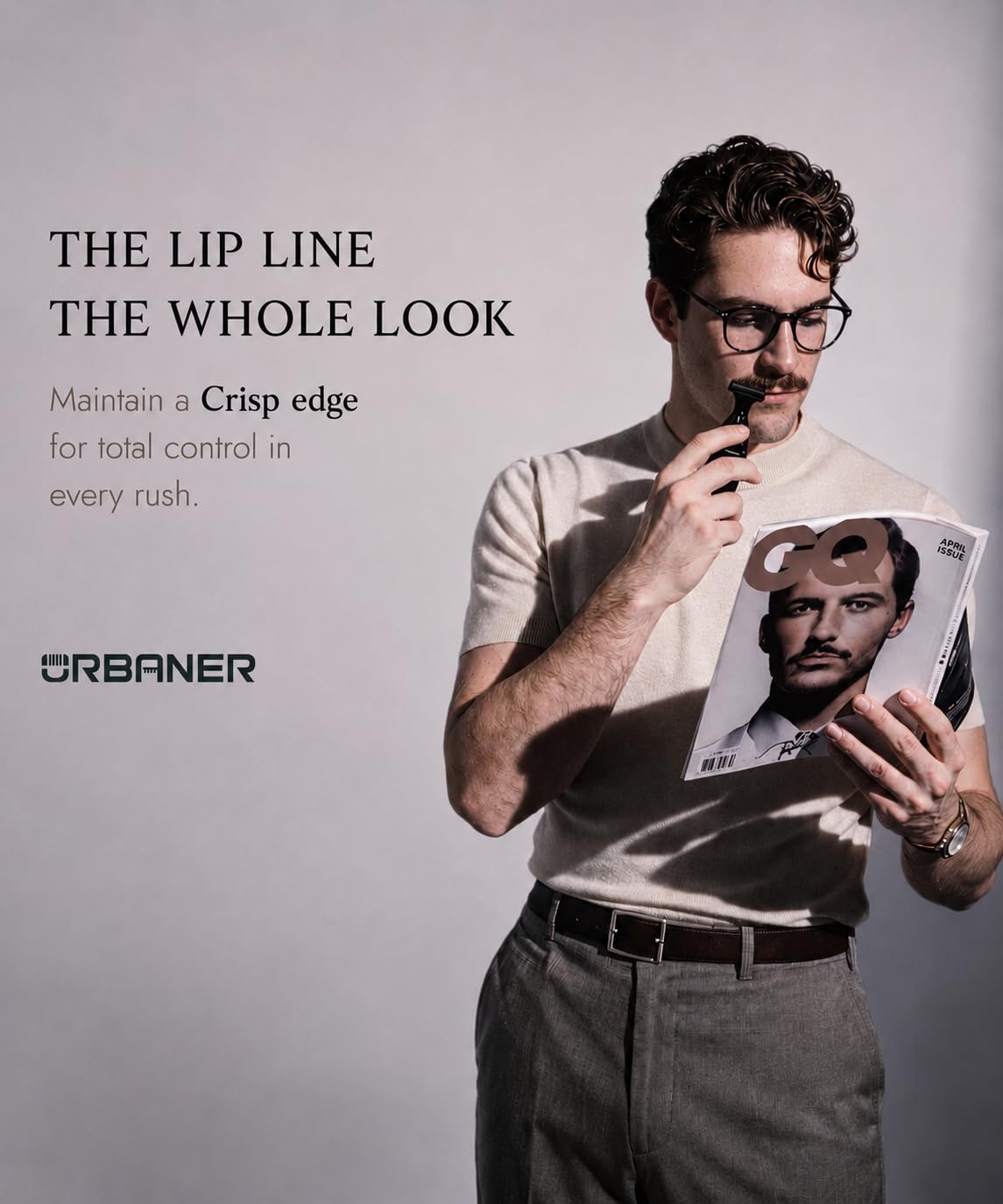 URBANER - Cortadora de bigote para hombres, bonificación por tiempo limitado: obtén una cuchilla extra para cortar nariz y oídos, motor japonés, impermeable, ligero que funciona con pilas