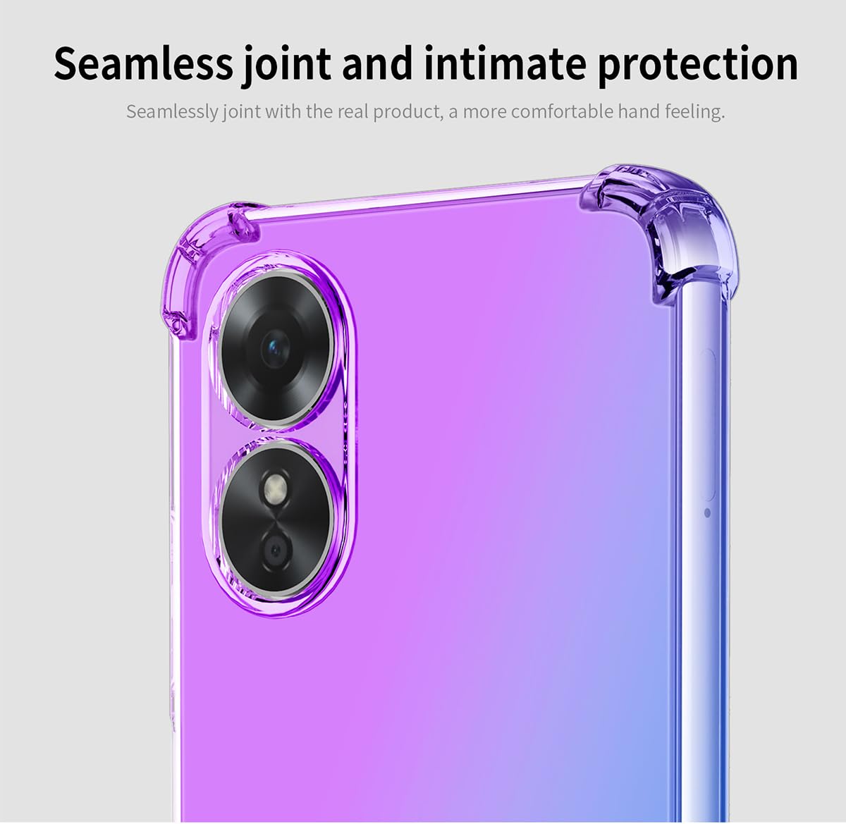 DABUNA Funda para OPPO A17 Case Uso Rudo,Transparente Colores Degradados Protectora de Cámara Anticaída Carcasa Bumper(Púrpura Azul)