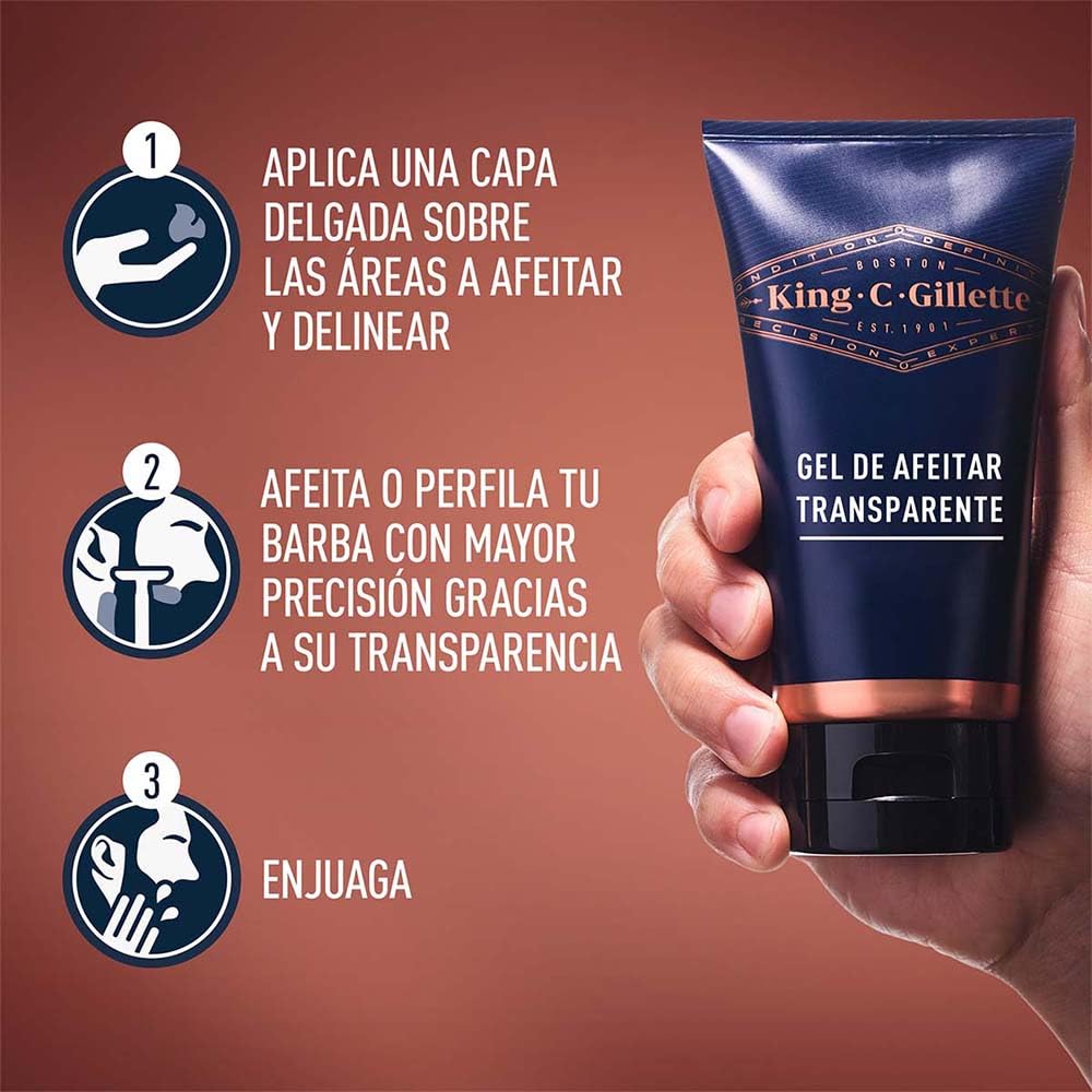 Gillette King C. Gel para Afeitar con Aloe para Rasurar la Barba con Rastrillo 170ml