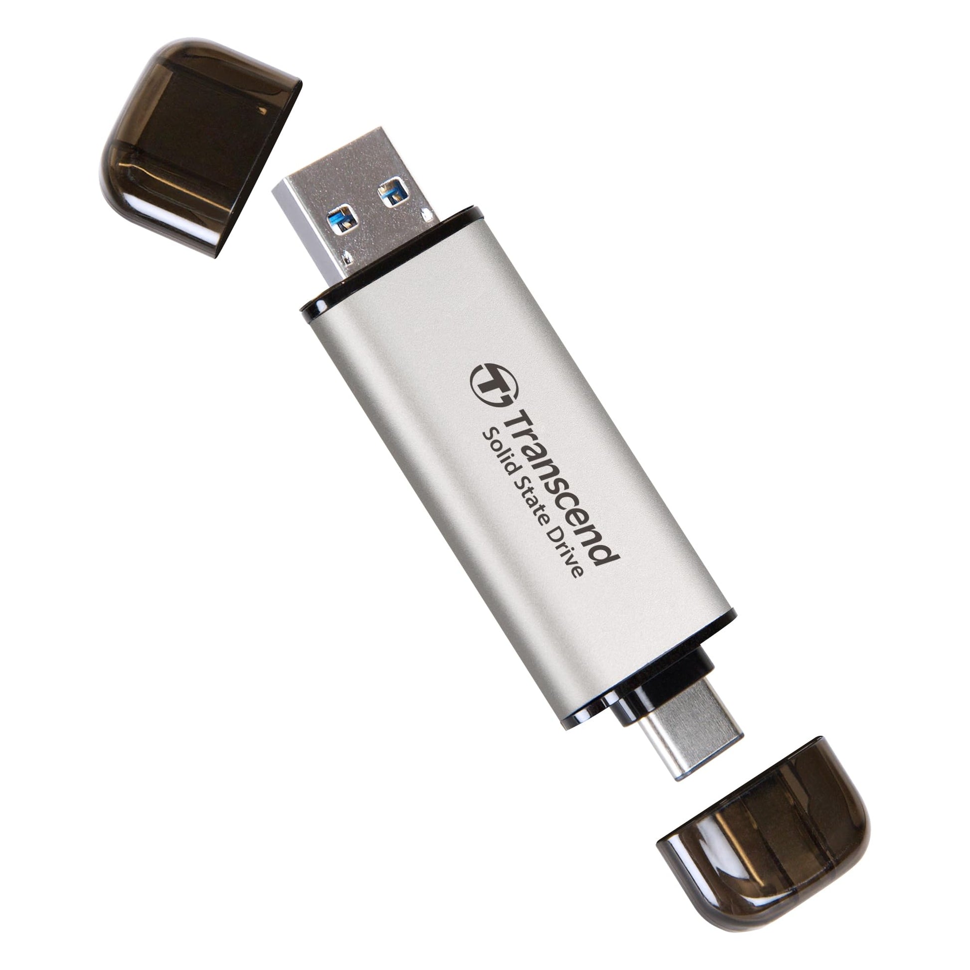 Disco Duro SSD Portátil Transcend 1TB Negro USB 3.2 Gen 2 2-in-1 Type C y A para Windows y Mac