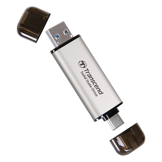 Disco Duro SSD Portátil Transcend 1TB Negro USB 3.2 Gen 2 2-in-1 Type C y A para Windows y Mac