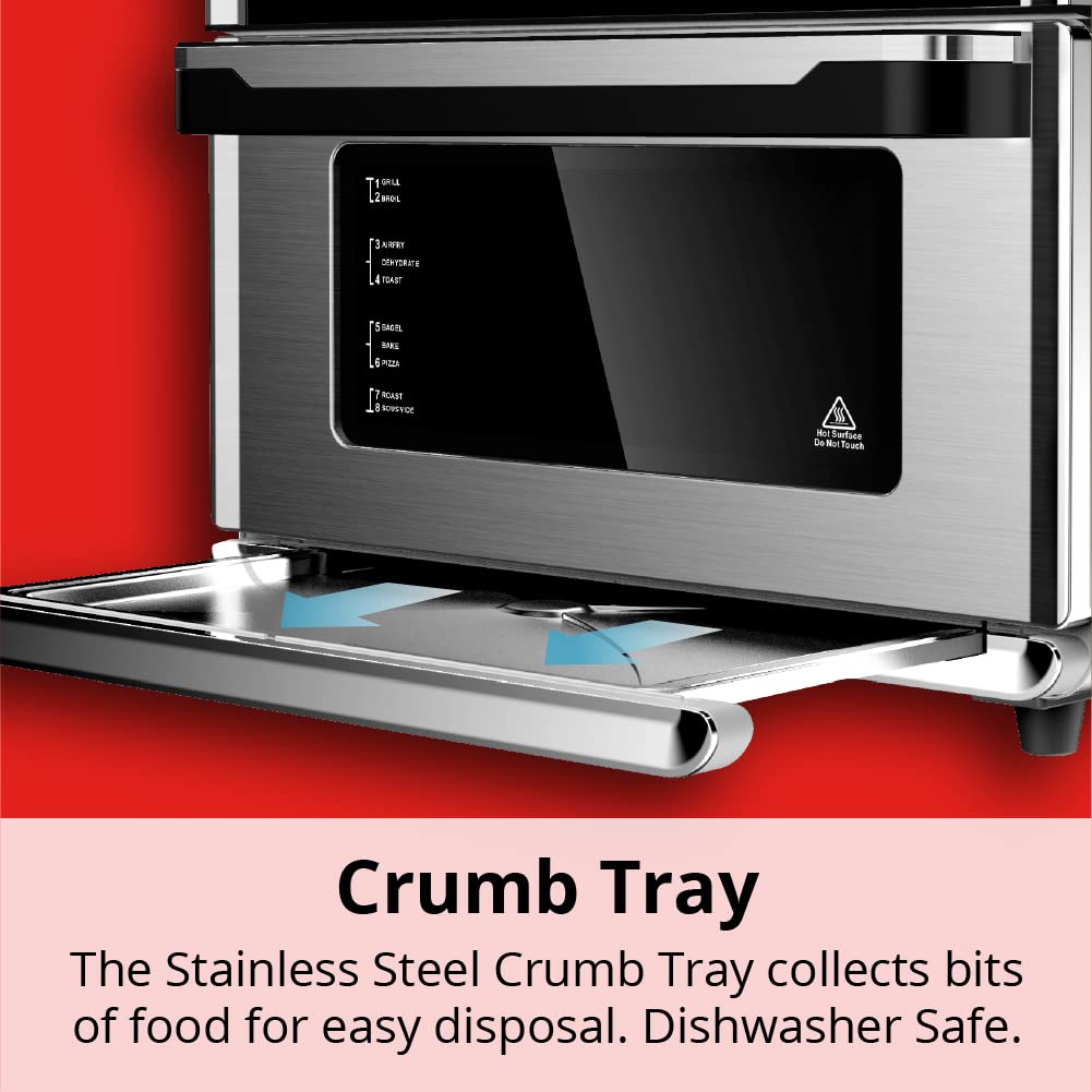 Aria 30 cuartos de galón. Horno tostador con visualización táctil con libro de recetas, acero inoxidable cepillado
