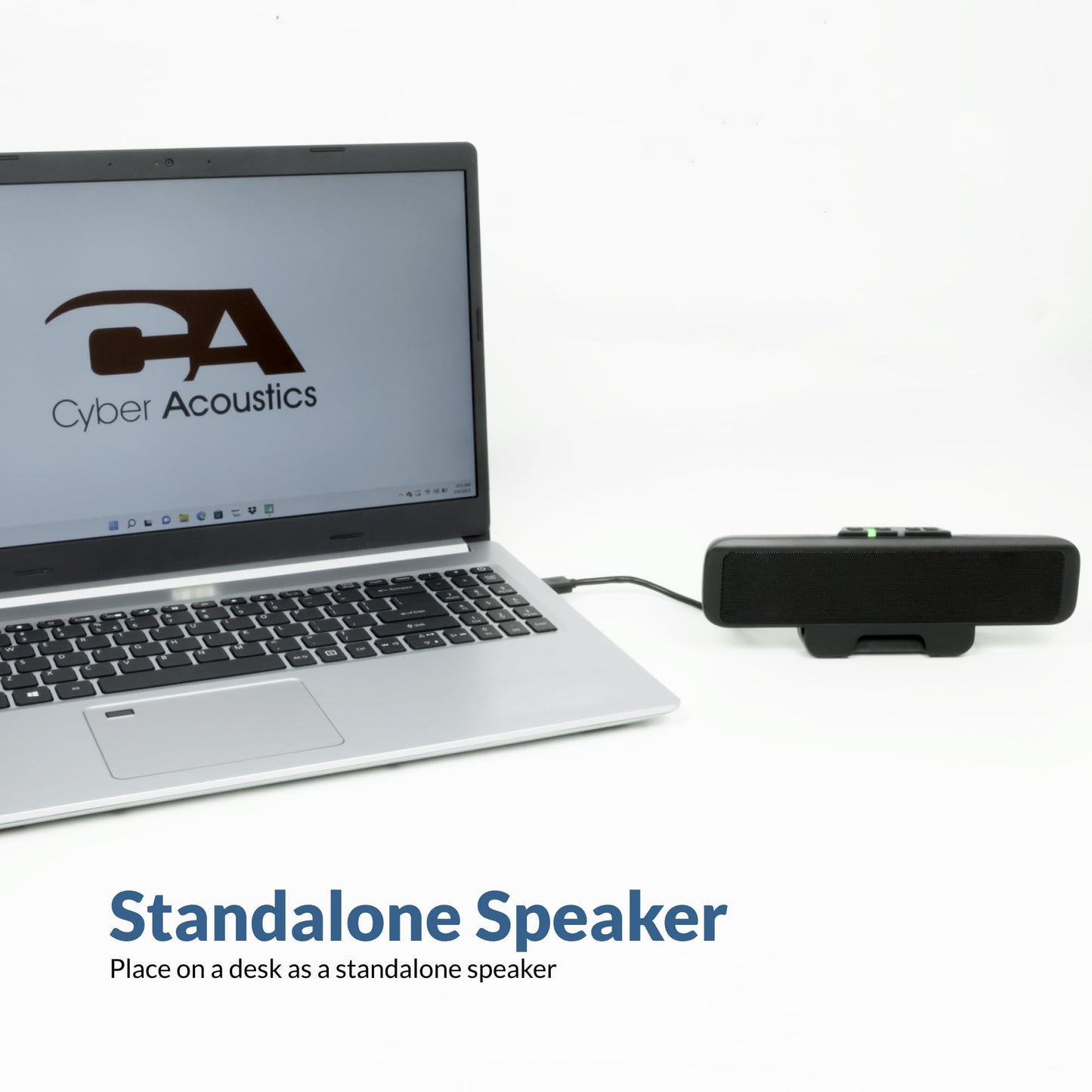 Cyber Acoustics Barra de Altavoces USB (CA-2890) – Altavoz estéreo Alimentado por USB, se sujeta fácilmente al Monitor, Controles convenientes