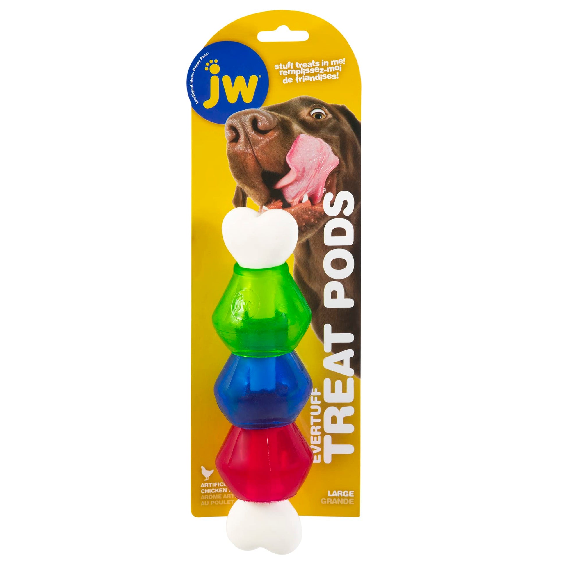 Juguete de Nailon JW Pet Company Grande Hueso Blanco con Vainas Naranja Verde Azul para Mascotas