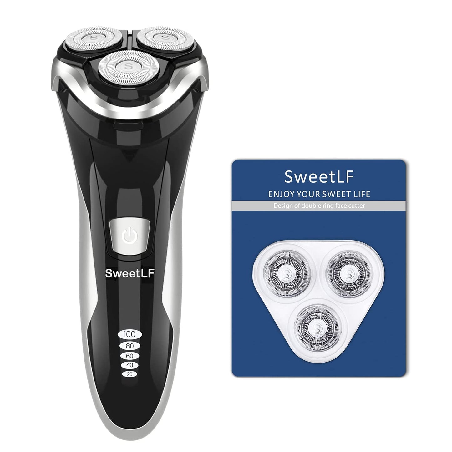Afeitadora Eléctrica SweetLF Negra Recargable Impermeable 3D para Hombre