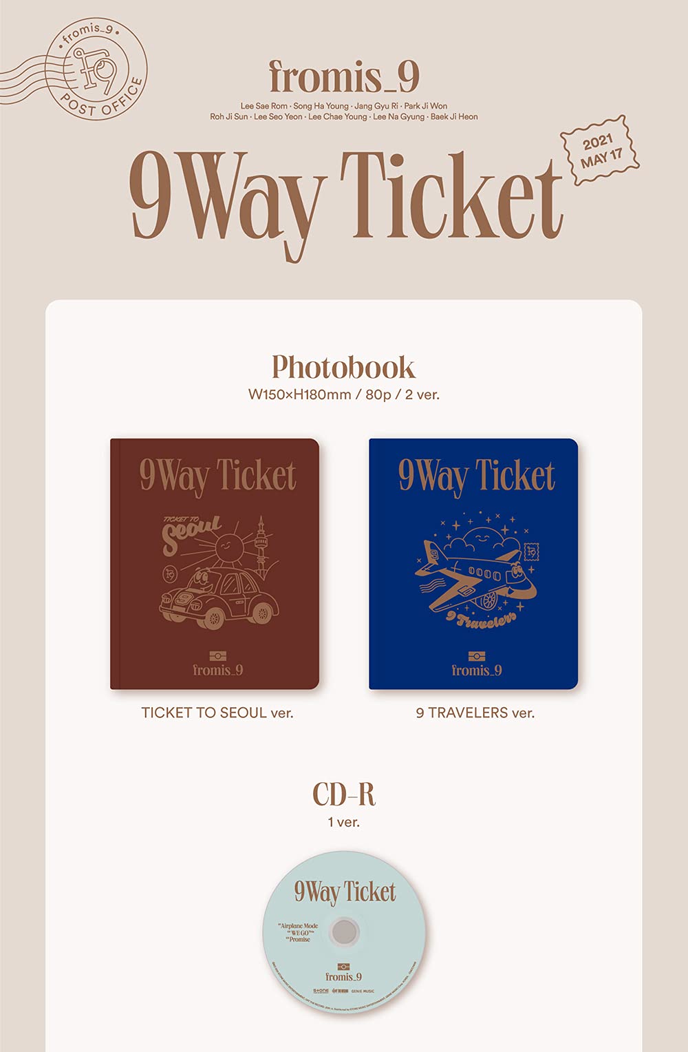 Álbum Único fromis_9 ENTRADA A SEÚL 9 VIAJEROS Versión con Juego de Tarjetas de Fotos