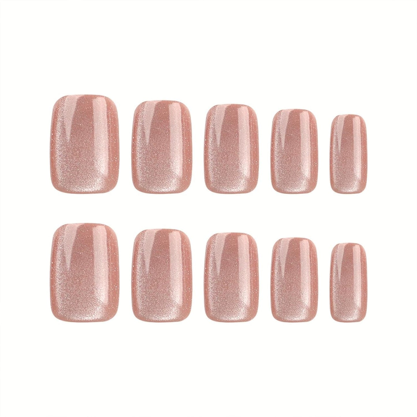Uñas Postizas de Cortas Largas de Francesa, Adhesivas Uñas Press on Nails de Cobertura Completa, Falsas Decoradas Acrílico Natural para Mujeres y(C)