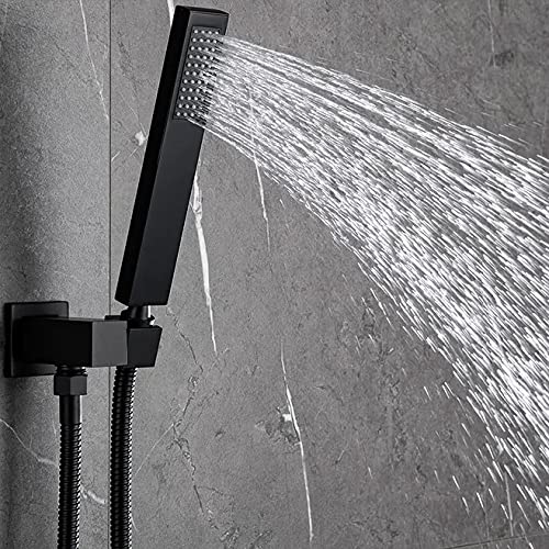 Grifos Ducha Empotrados Set- UCMDA Sistema de Ducha Inteligente Mezclador, Regadera Negro para Baño, Cabeza de Ducha Cuadrada de 10 Pulgadas y Rociador Ducha Mano Incluida Válvula Empotrada Kit