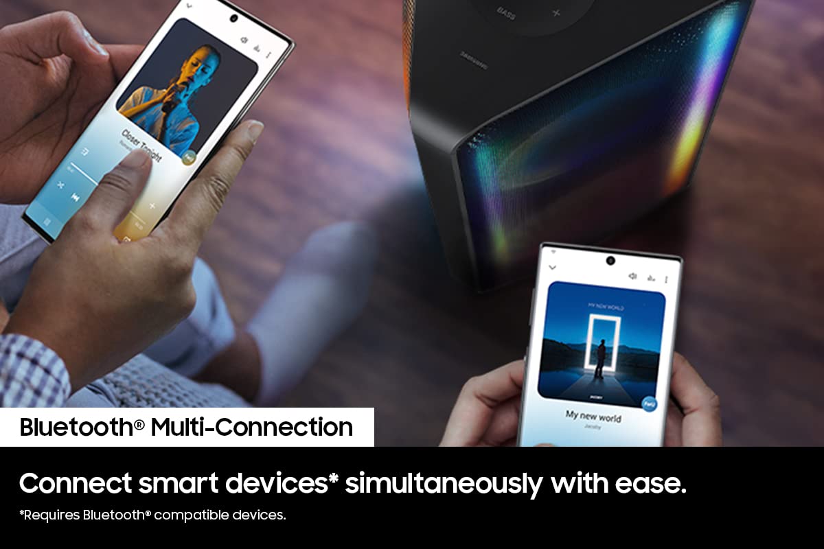 SAMSUNG MX-ST40B Sound Tower - Altavoces portátiles para Fiestas, 160 W, Sonido bidireccional, batería integrada, Resistente al Agua IPX5, Luces de Fiesta, multiconexión Bluetooth, 2022