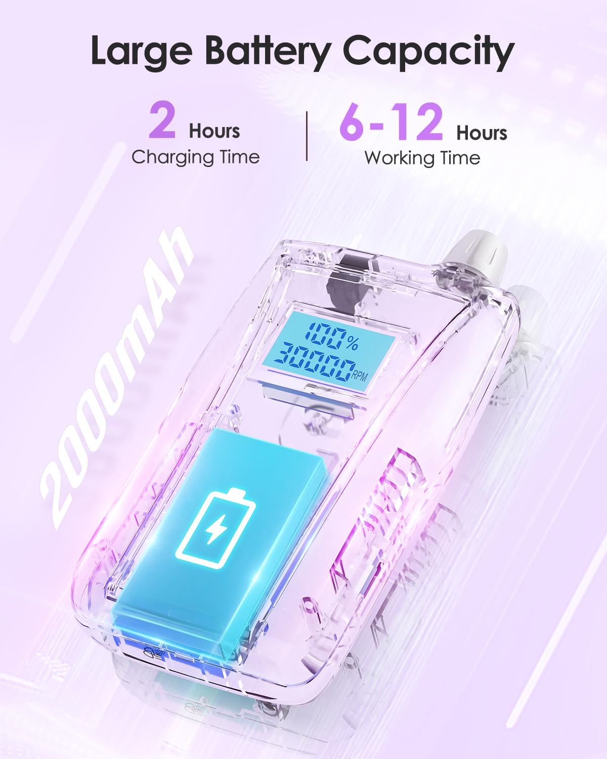 Máquina de Taladro de Uñas Beloving Recargable con Visualización de Velocidad y Brocas Rosa para Manicura y Pedicura Profesional