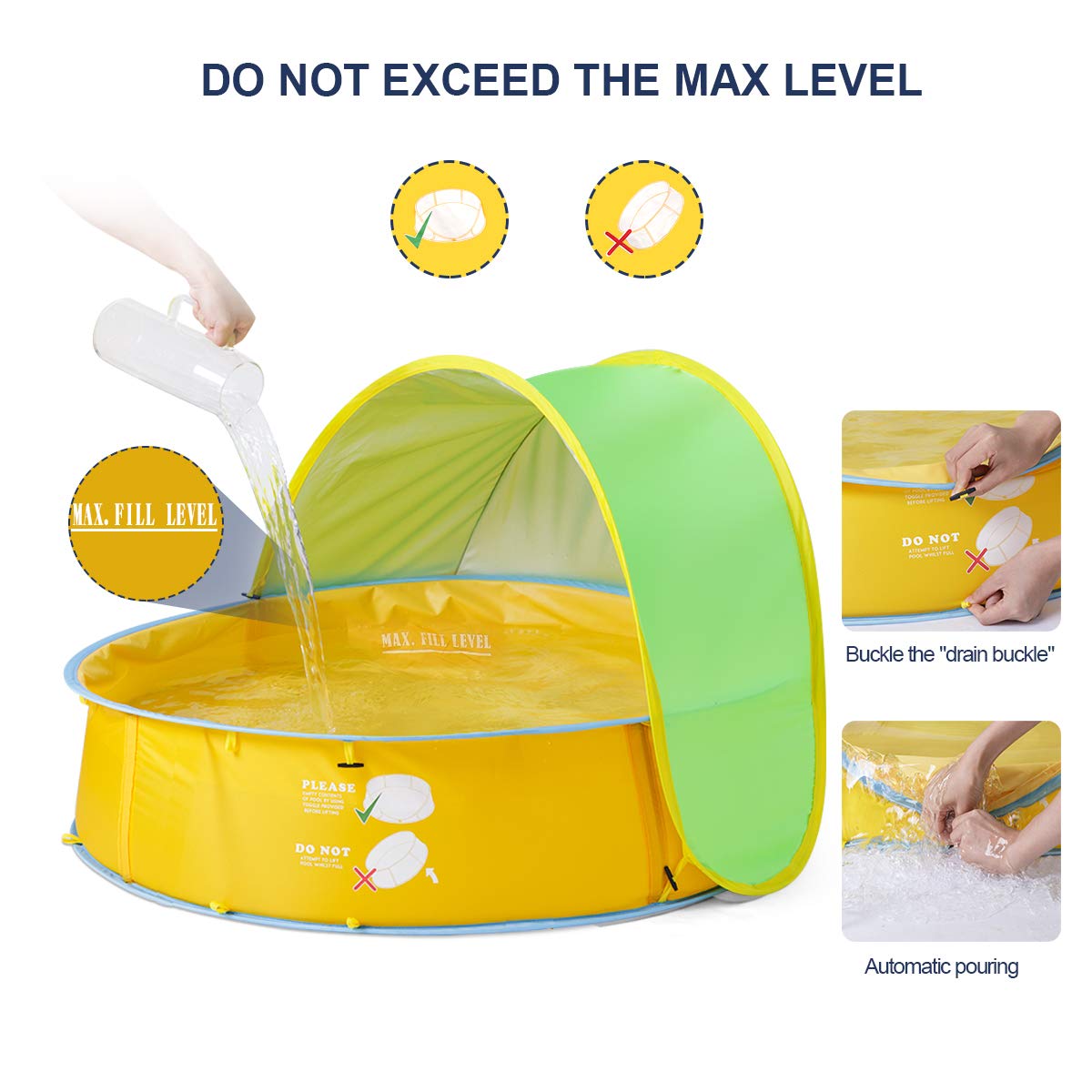 FBSPORT Tienda de campaña de playa para bebé, refugio solar portátil, tienda de campaña para niños, piscina infantil, protección UPF 50+ con aro de baloncesto
