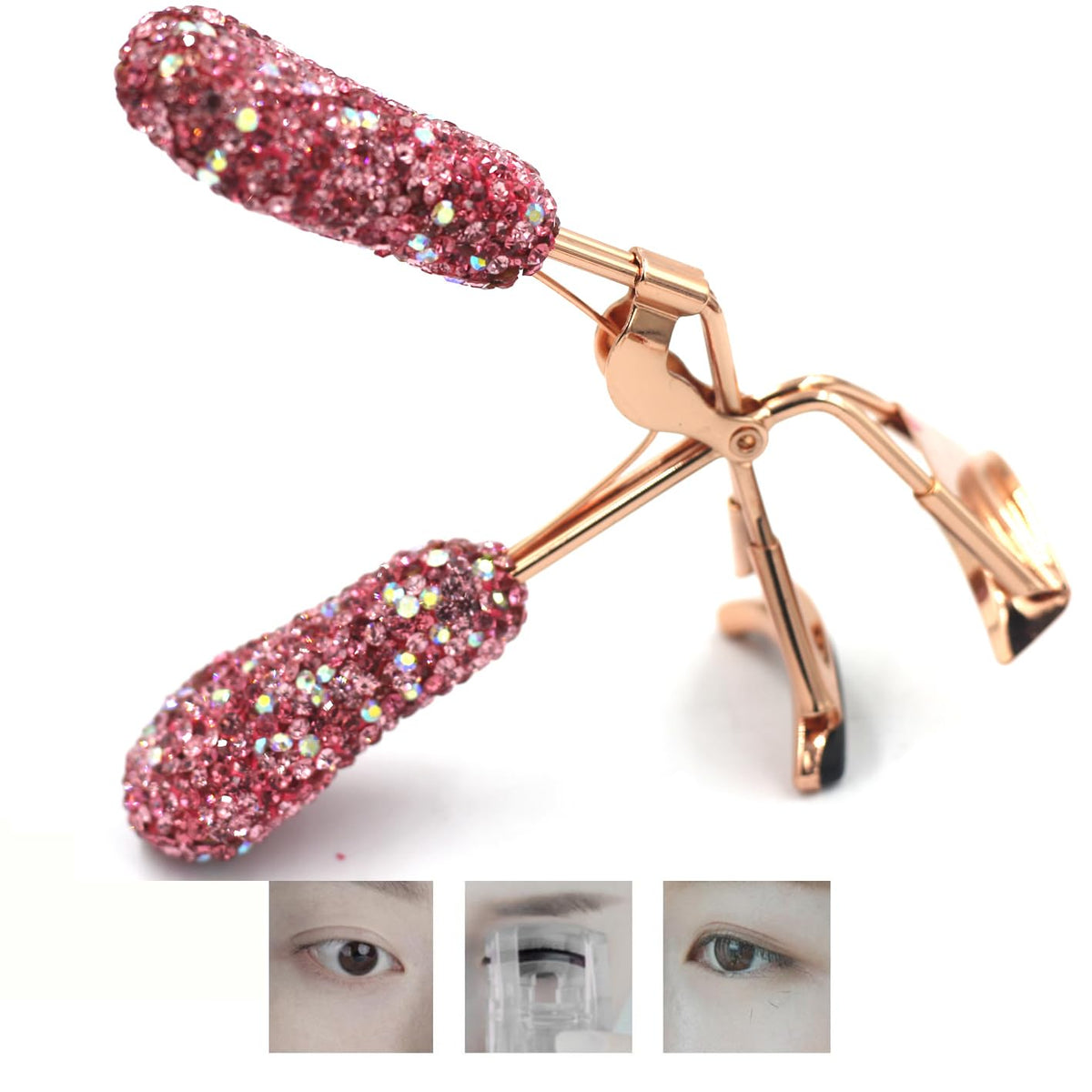 Bestbling Rizador De Pestañas Con Brillantes Diamantes De Imitación: Diseñado Para Lograr Pestañas Rizadas Impresionantes (Rosa) Rosa