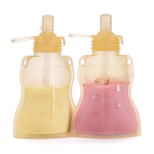 haakaa - Bolsa reutilizable para alimentos para bebés, bolsas reutilizables para niños pequeños, bolsa exprimible lavable, congelador – Haz alimentos orgánicos caseros para bebés/niños, 4 onzas