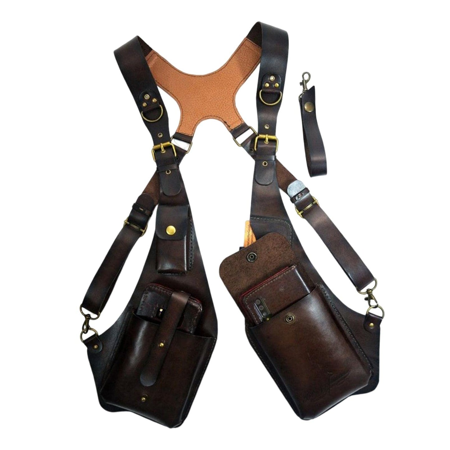 Harilla Bolsa de arnés de Hombro Steampunk, Cartera con Correa, Funda antirrobo para Hombres y Mujeres, para Montar en Bicicleta Deportiva, marrón