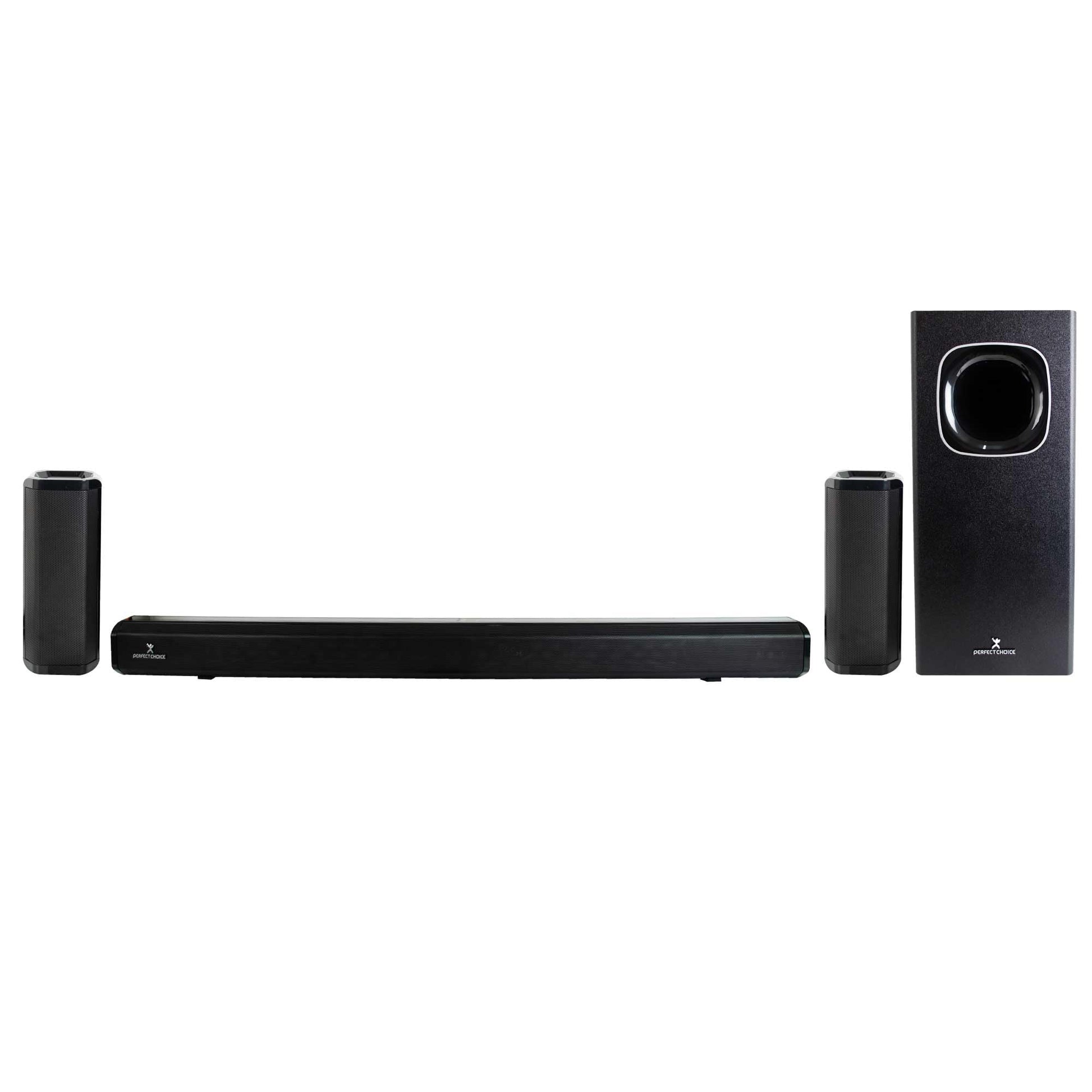 Perfect Choice Teatro en casa con subwoofer Bluetooth Inalambrico Sonido Surround de 5.1 Canales Reproduce Audio de Alta Calidad, Incluye Accesorios para Montaje en Pared Home Cinema