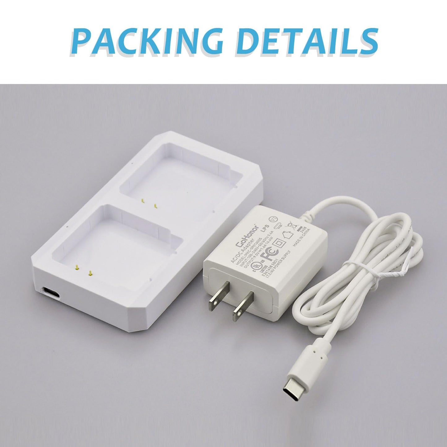 GoHonor Charging Station Compatible Arlo Charger for Arlo Rechargable Batteries for Arlo Pro & Arlo Pro 2 & Arlo Go & Arlo Security Light VMA4410 Fireproof Material Adapter Pass FCC & UL Certified