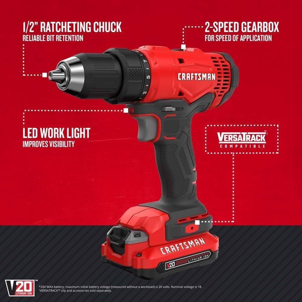 CRAFTSMAN V20* Kit de taladro/destornillador inalámbrico (CMCD701C2)