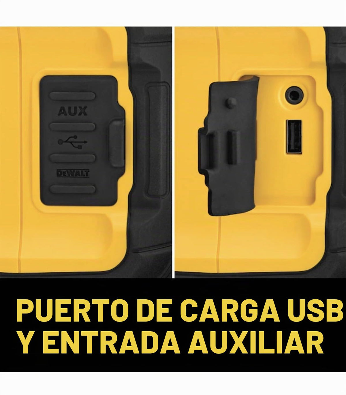 Altavoz Bluetooth DEWALT Amarillo Resistente a Impactos con Cargador y Batería Incluida